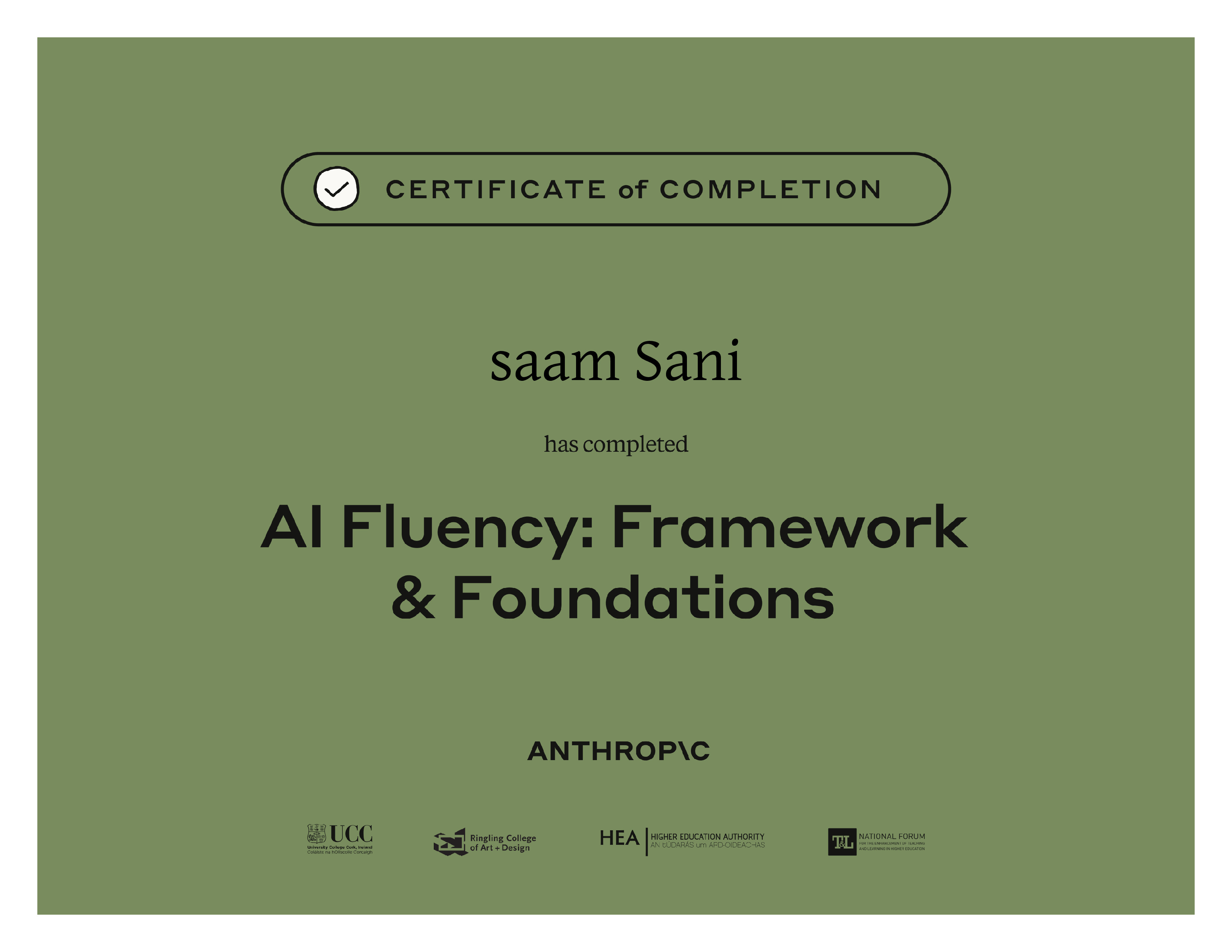 AI Fluency Framework and Foundations certificate